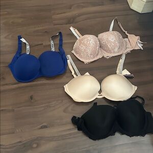 Victoria's Secret Blue, Pink, Cream, and Black Bras